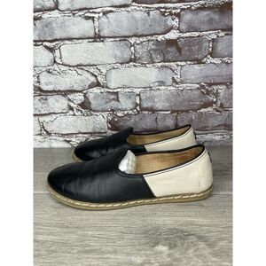 Charix Black Leather Ivory Classic Slip On Loafers Flats Shoes Women 36EU/6M US